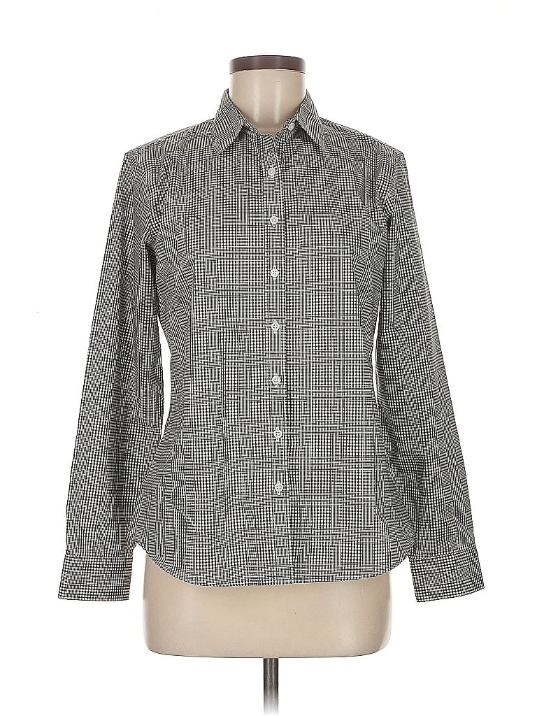 Pre-owned Lands' End Long Sleeve Button Down Shirt In Gray