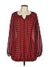 American Living 100% Polyester Red Long Sleeve Blouse Size L - photo 1