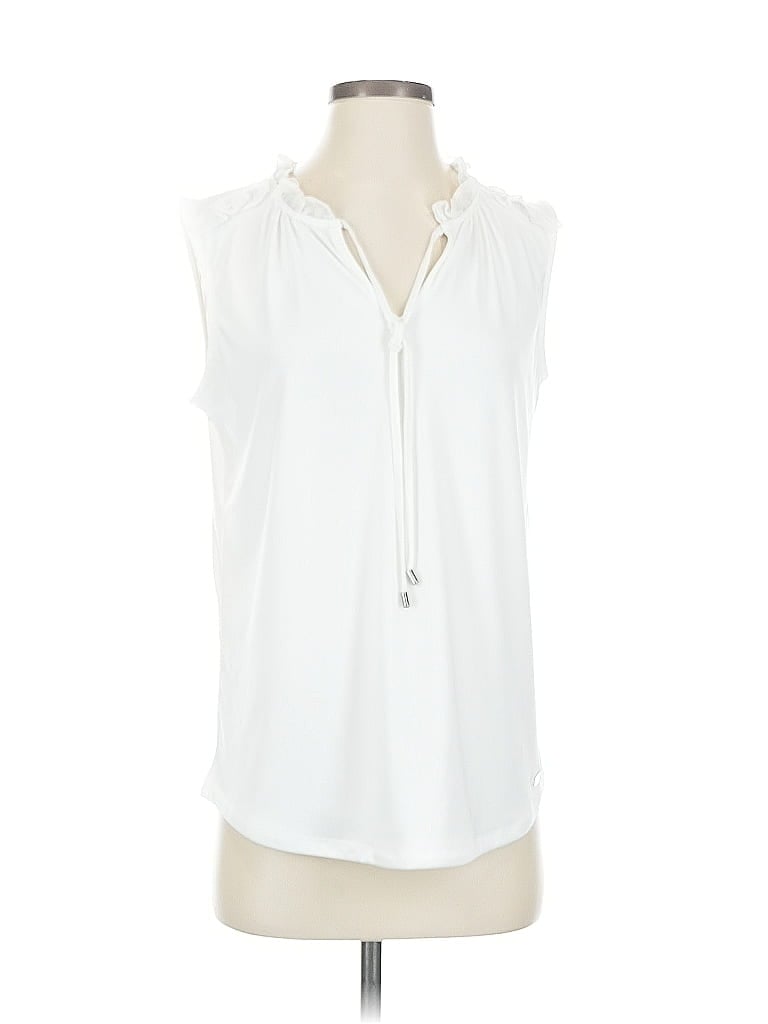 Pre-owned Calvin Klein Sleeveless Blouse In White