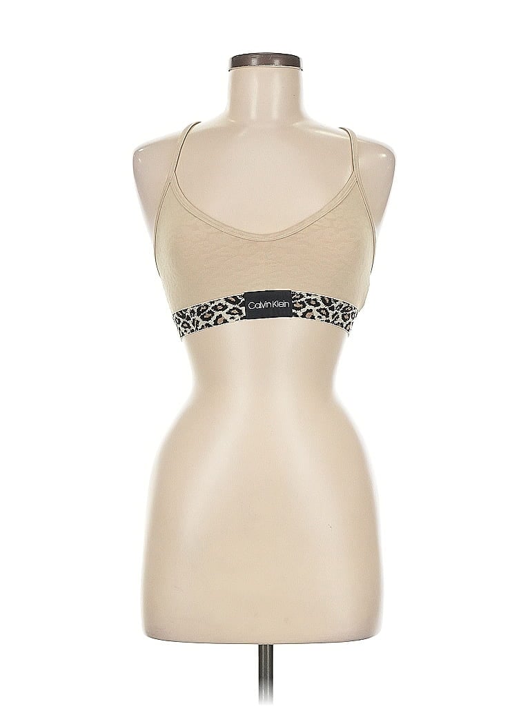 Pre-owned Calvin Klein Tank Top Tan Halter Neckline Tops In Brown