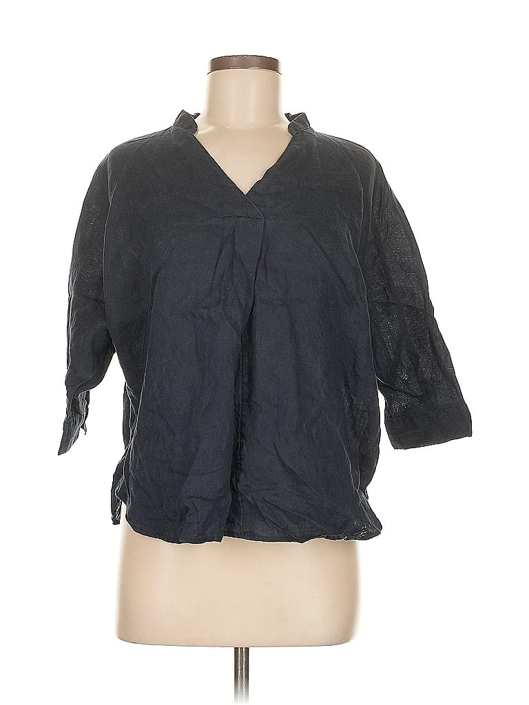 Pre-owned Unbranded 3/4 Sleeve Button Down Shirt In Blue