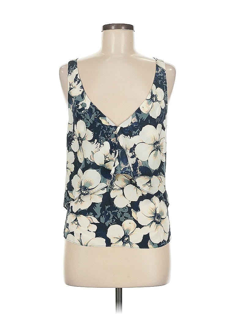 Pre-owned Intermix Sleeveless Silk Top Ivory Plunge Neckline Tops In White