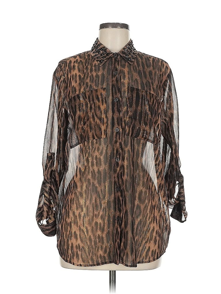 Pre-owned Michael Michael Kors Long Sleeve Blouse In Brown