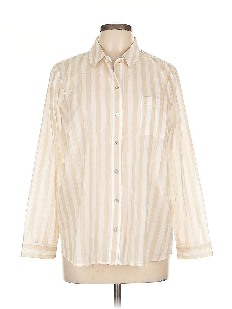 Pre-owned Jjill Long Sleeve Button Down Shirt In White