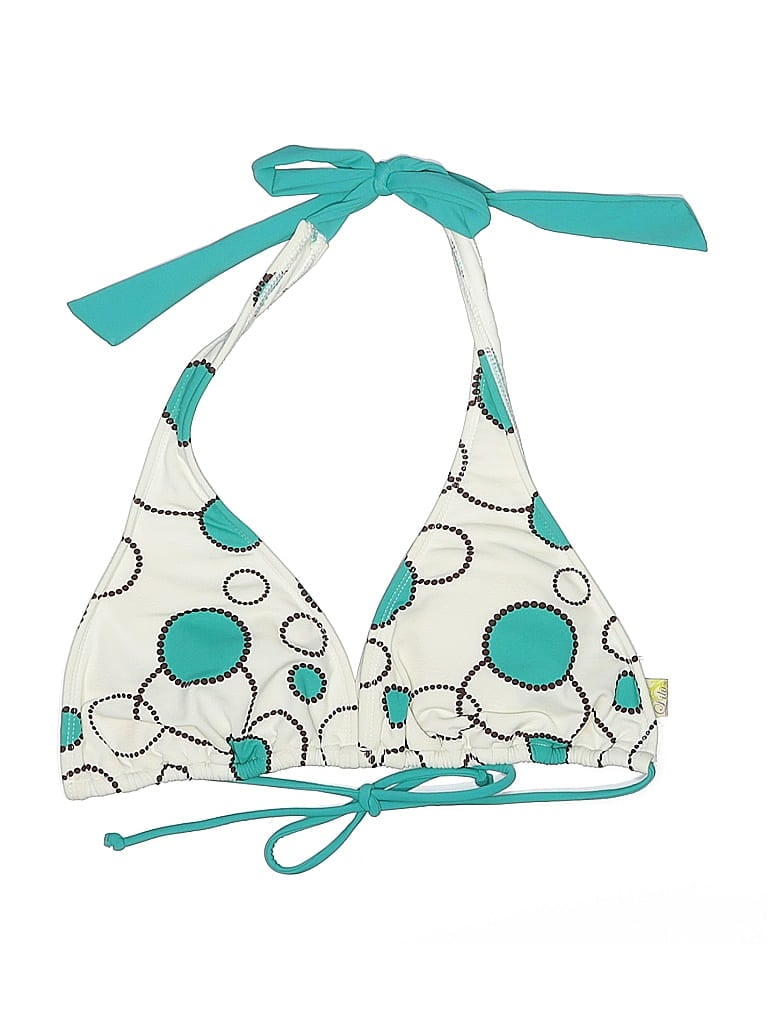 Pre-owned Li.lu Swimsuit Top Teal Print Pattern Swimwear In Blue