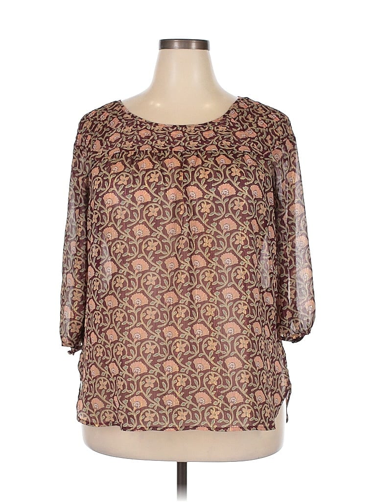 Pre-owned Lc Lauren Conrad 3/4 Sleeve Blouse In Brown