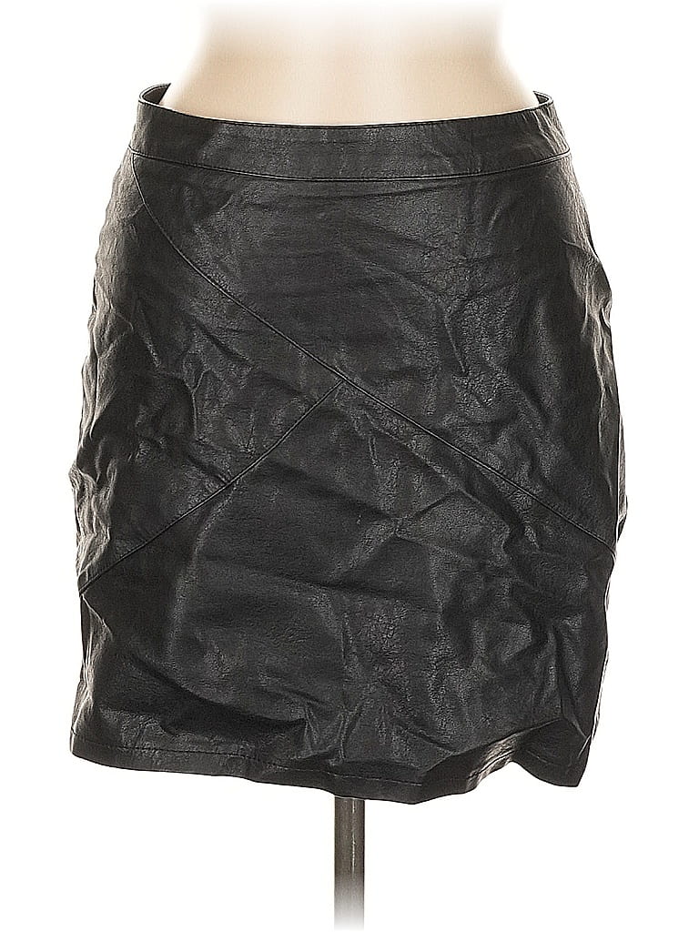 Pre-owned Zeagoo Faux Leather Skirt In Black