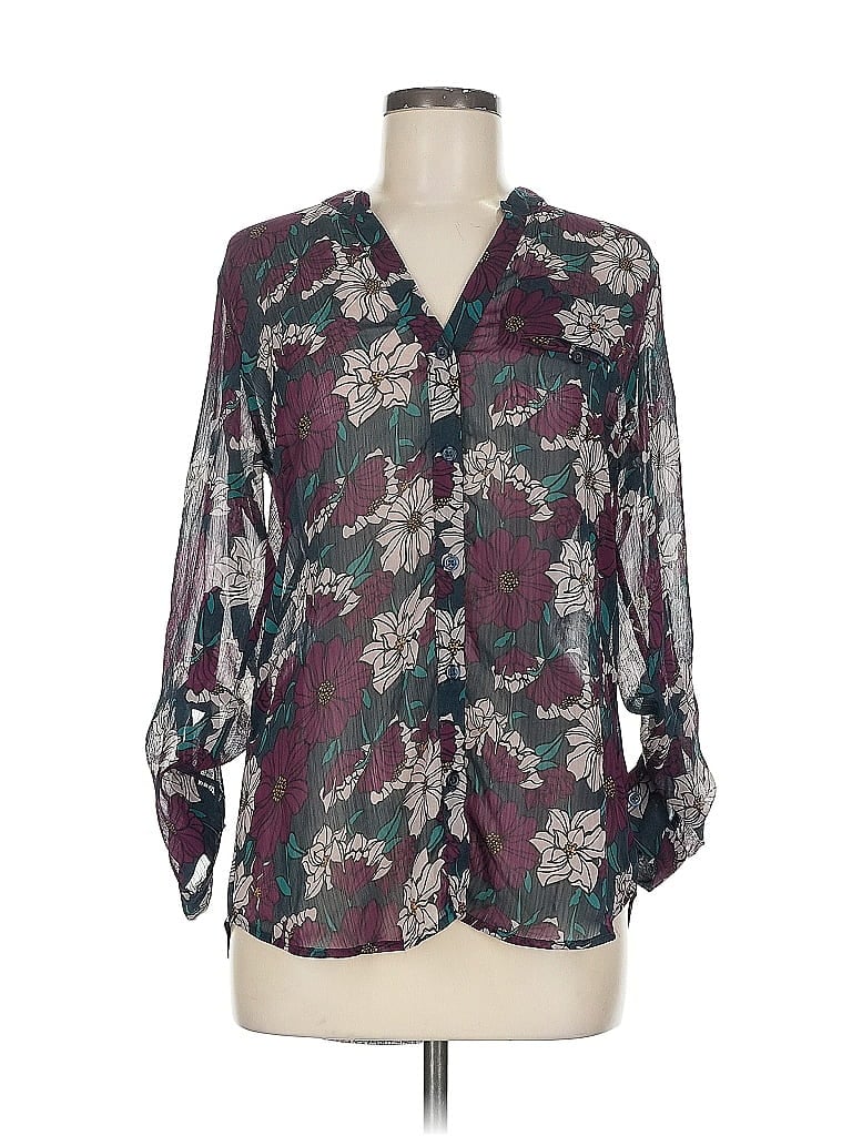 Pre-owned Kut From The Kloth Long Sleeve Blouse In Burgundy