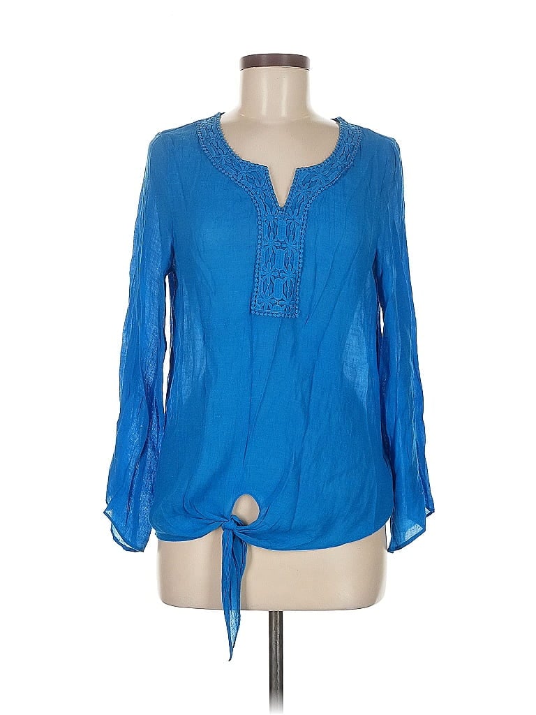 Pre-owned Zac & Rachel Long Sleeve Blouse In Blue