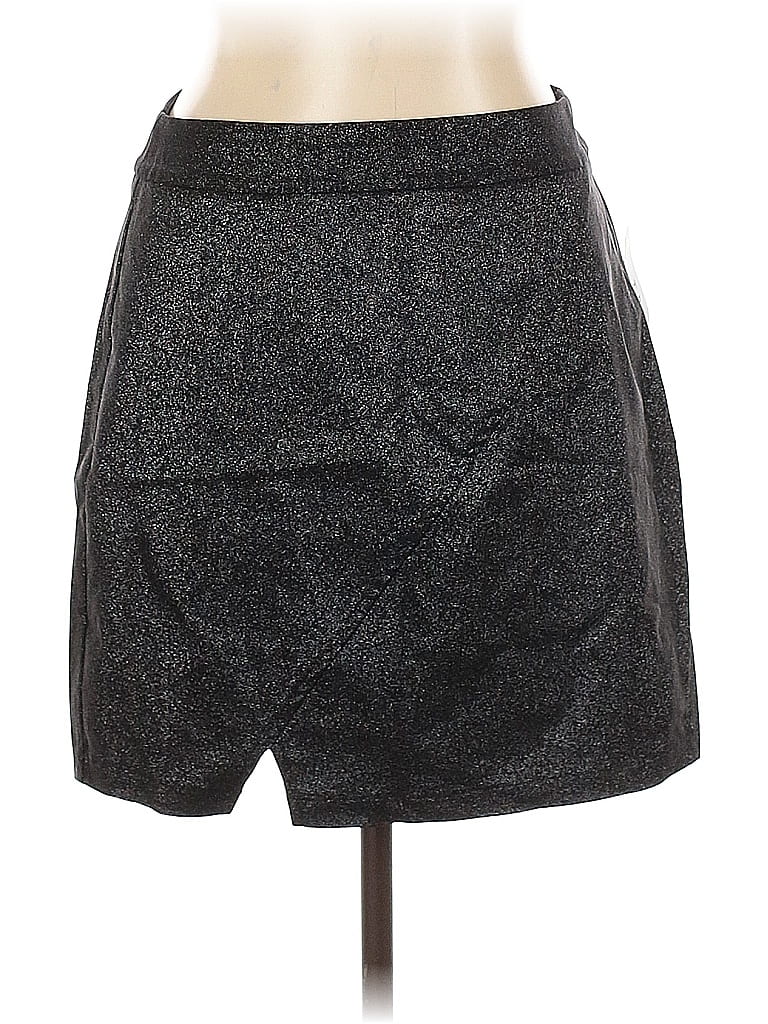 Tribal Faux Leather Skirt In Black