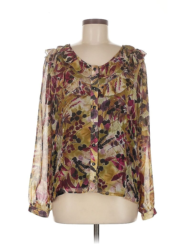 Pre-owned Christopher & Banks 3/4 Sleeve Blouse In Brown