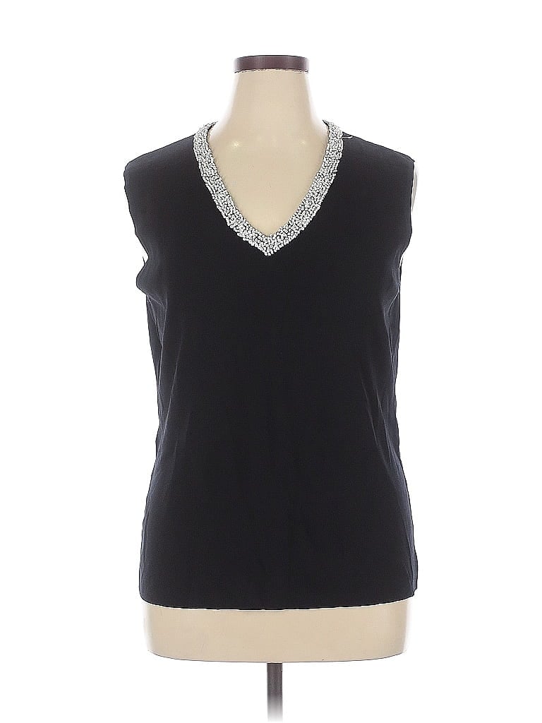 Click to view more detailed imagery on our partner's website Pre-owned Laura Ashley Sleeveless Top Black V Neck Tops