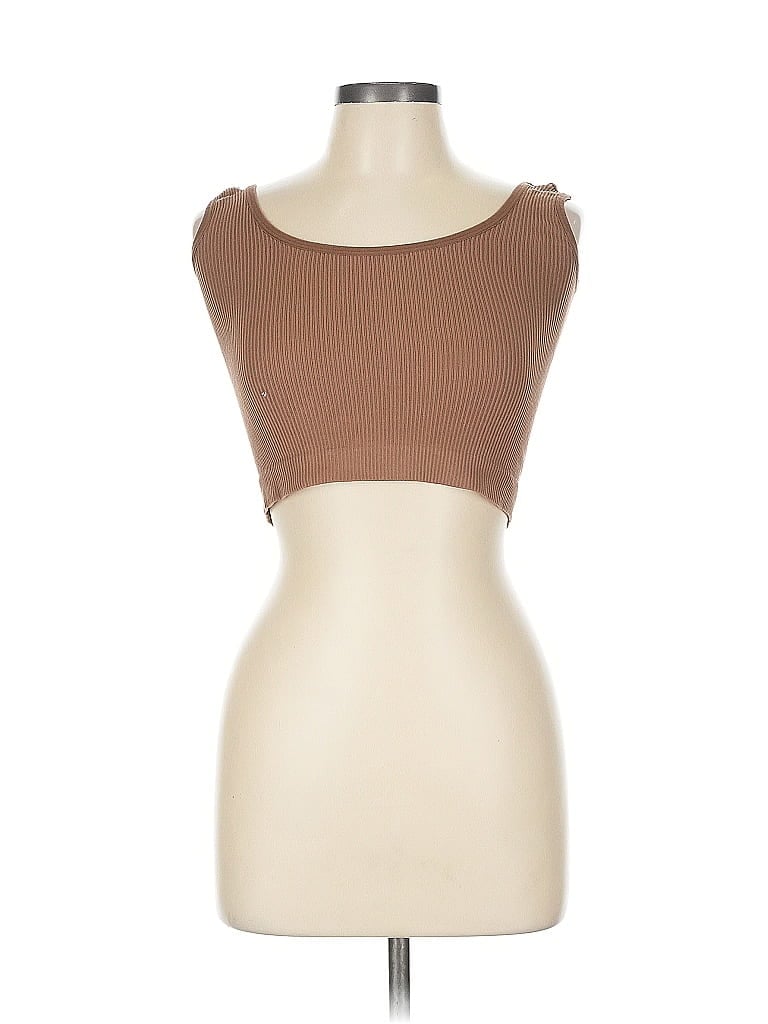 Pre-owned Oqq Tube Top Brown Strapless Neckline Tops