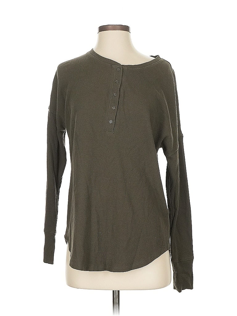 Pre-owned Rachel Zoe Tjx Long Sleeve Henley Shirt In Brown