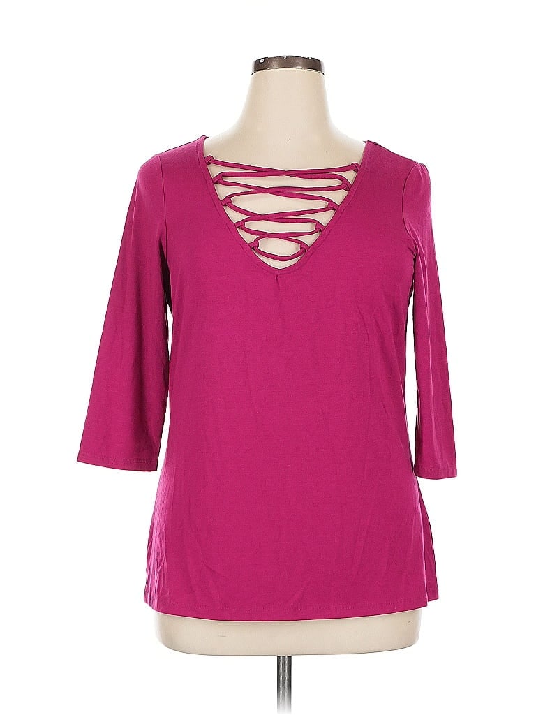 Pre-owned Torrid 3/4 Sleeve Top Pink Keyhole Neckline Tops