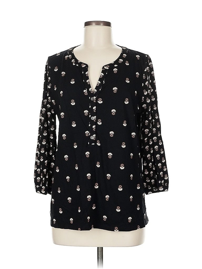 Pre-owned Purejill 3/4 Sleeve Blouse In Black