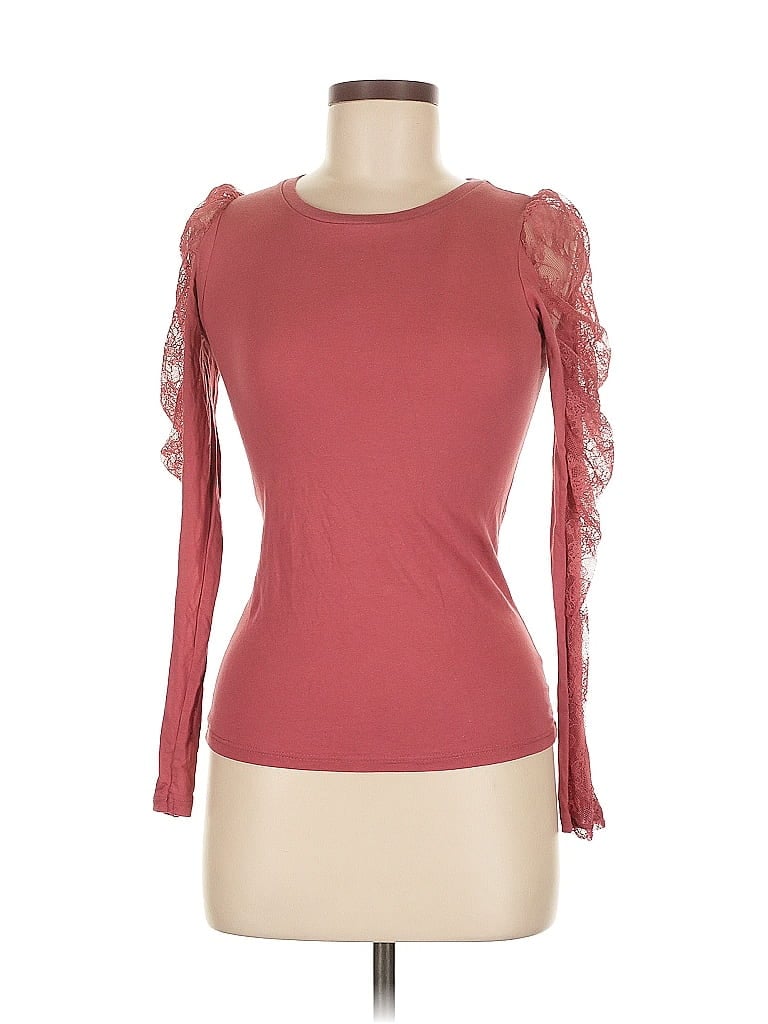Pre-owned River Island Long Sleeve Top Burgundy Sweetheart Neckline Tops