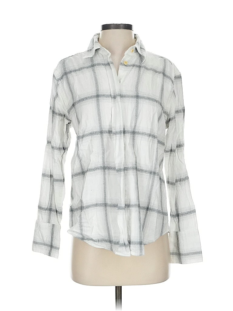 Pre-owned Banana Republic Long Sleeve Button Down Shirt In Silver