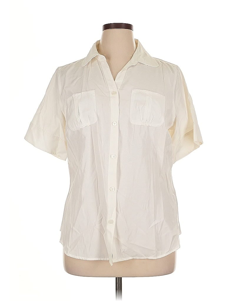 Pre-owned Dressbarn Short Sleeve Blouse In White