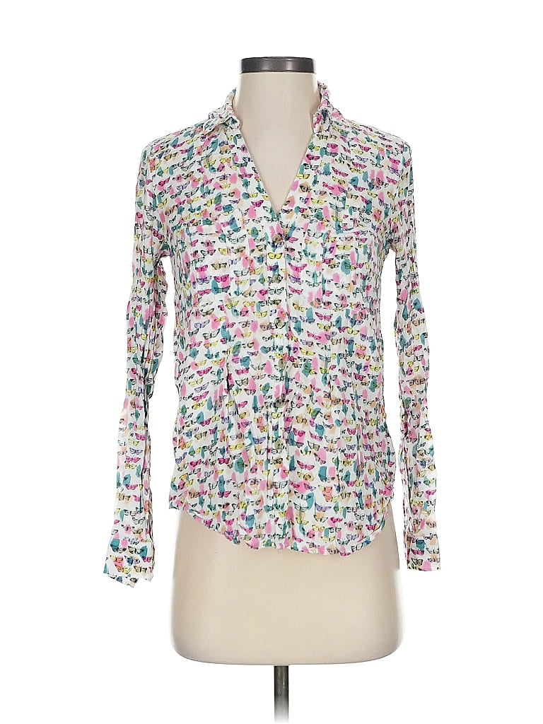 Pre-owned Maeve By Anthropologie Long Sleeve Blouse In White