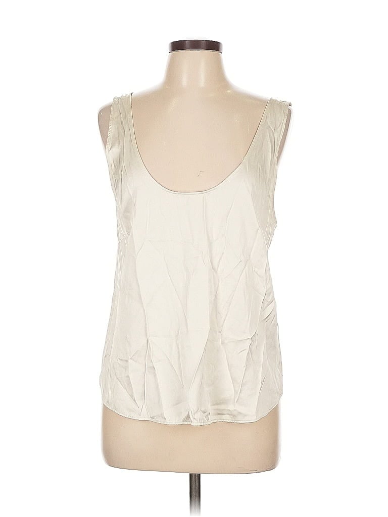 Pre-owned H&m Sleeveless Top Ivory Scoop Neck Tops In White