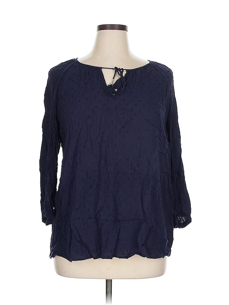 Pre-owned Merona 3/4 Sleeve Blouse In Blue
