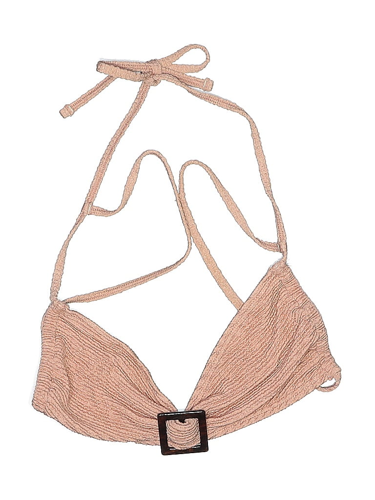 Pre-owned Out From Under Swimsuit Top Tan Tweed Pattern Swimwear In Brown