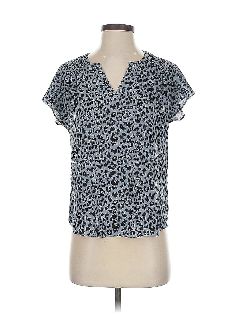 Pre-owned Banana Republic Factory Store Short Sleeve Blouse In Blue