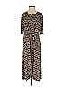 London Times Print Brown Casual Dress Size 2 - photo 1
