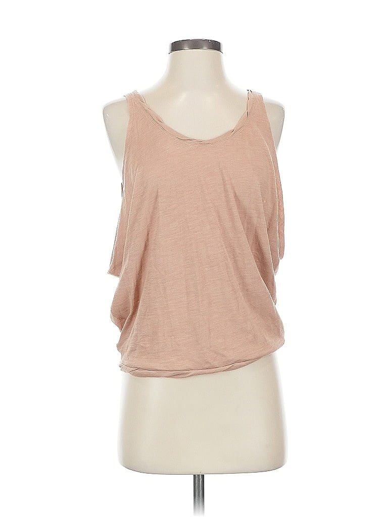 Pre-owned We The Free Tank Top Tan Solid Pattern Scoop Neck Tops In Brown