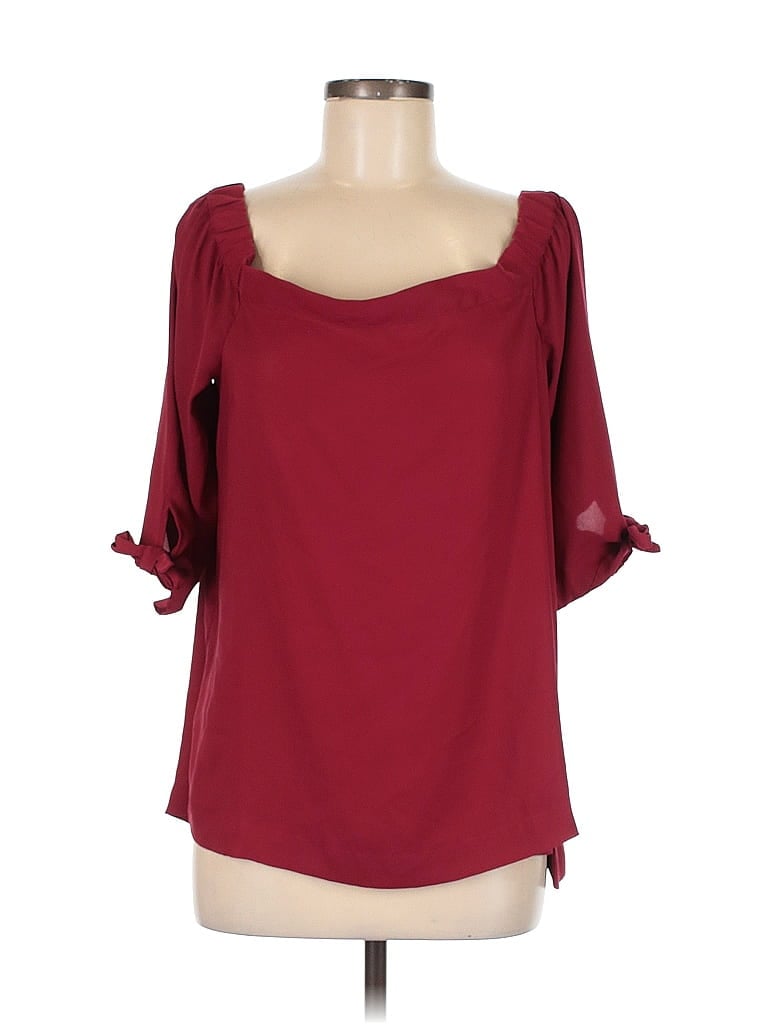 Pre-owned Ann Taylor Loft 3/4 Sleeve Blouse In Burgundy
