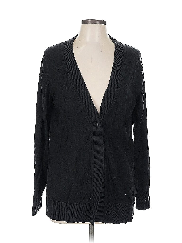 Pre-owned Coldwater Creek Silk Cardigan Sweater In Black