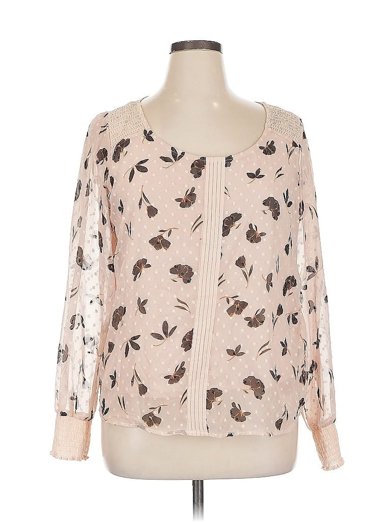 Pre-owned Lc Lauren Conrad Long Sleeve Blouse In Brown