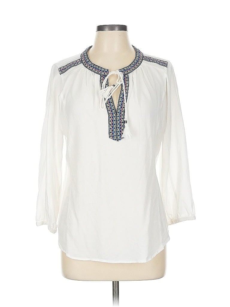 Pre-owned Daniel Rainn 3/4 Sleeve Blouse In White