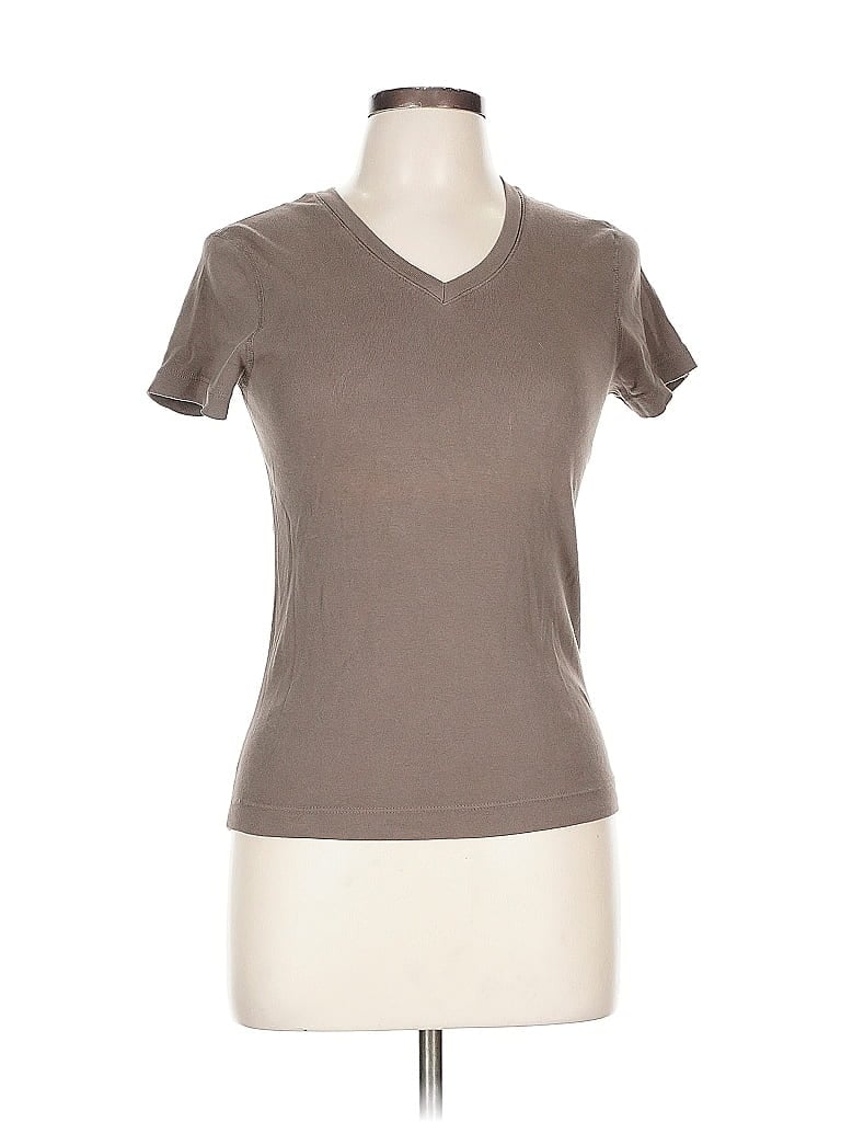 Pre-owned Three Dots Short Sleeve T-shirt In Brown
