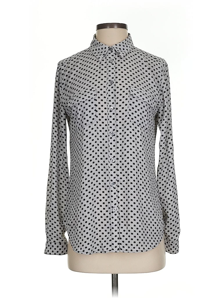 Pre-owned Ann Taylor Loft Long Sleeve Blouse In Gray