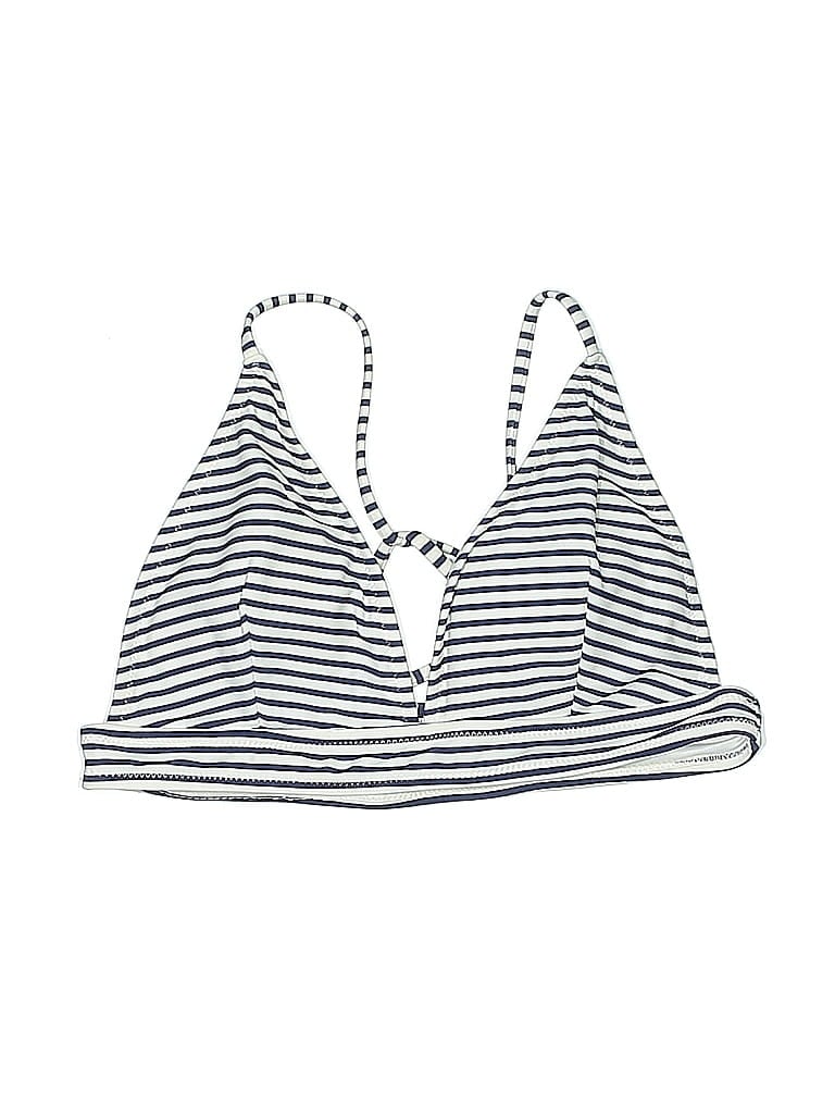 Pre-owned Cupshe Swimsuit Top White Stripes Pattern Swimwear