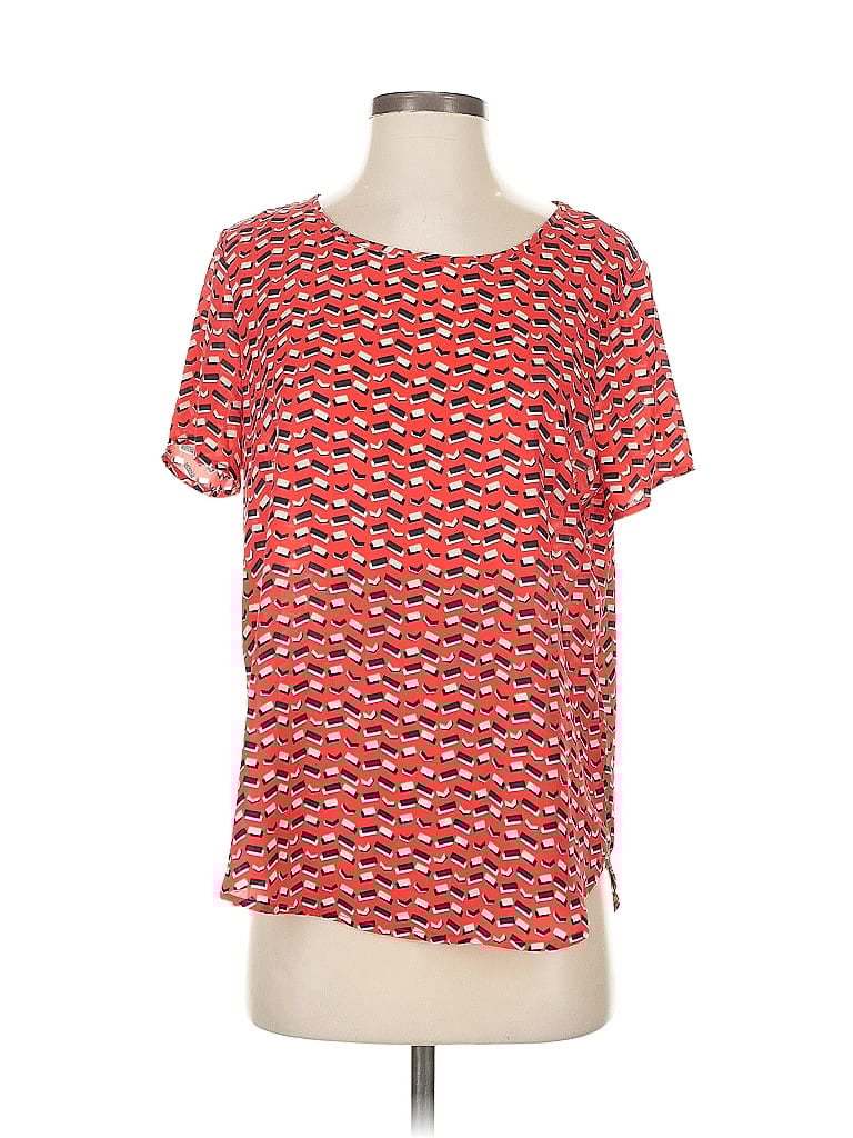 Pre-owned Pleione Short Sleeve Top Red Print Pattern Crew Neck Tops