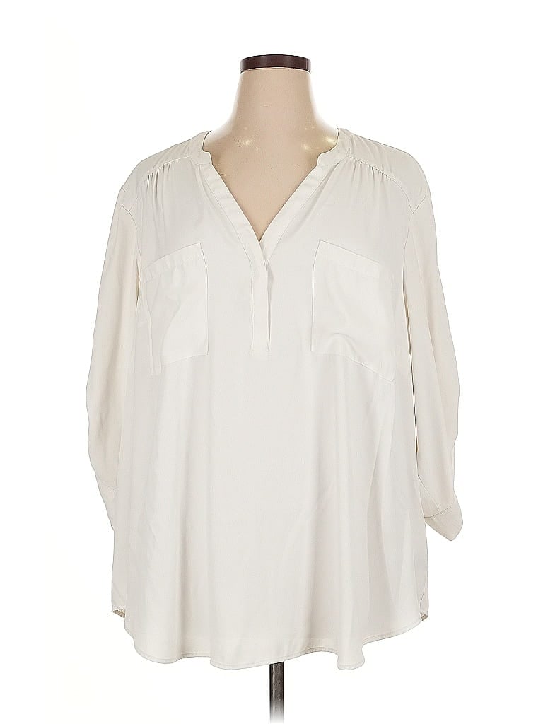 Pre-owned Torrid 3/4 Sleeve Blouse In White