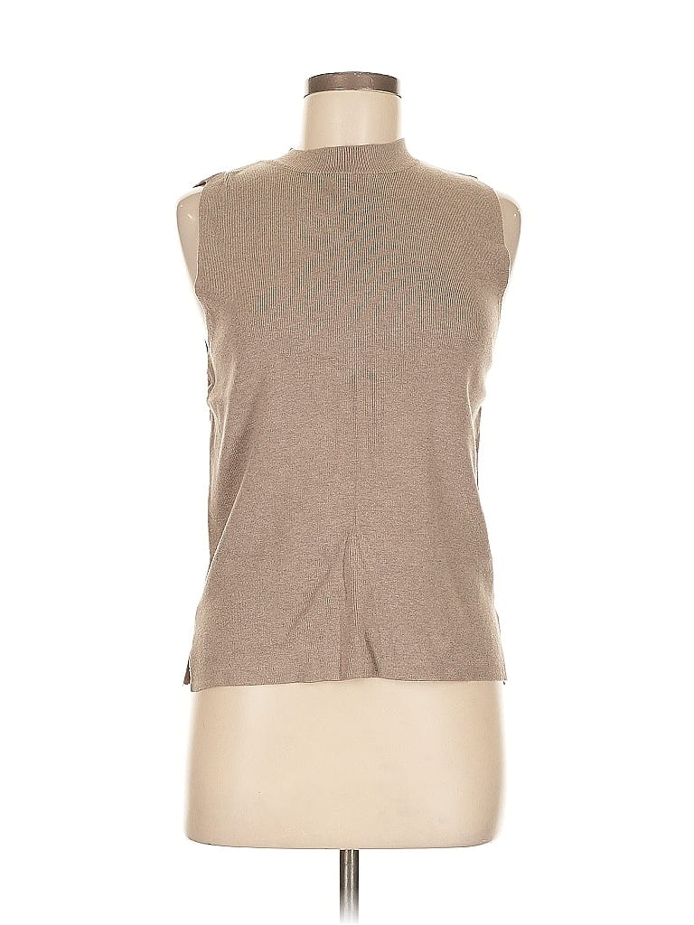 Click to view more detailed imagery on our partner's website Pre-owned Eesome Sleeveless Top Tan One Shoulder Neckline Tops In Brown