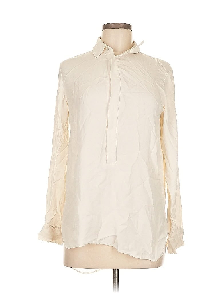 Pre-owned Polo By Ralph Lauren Long Sleeve Blouse In White