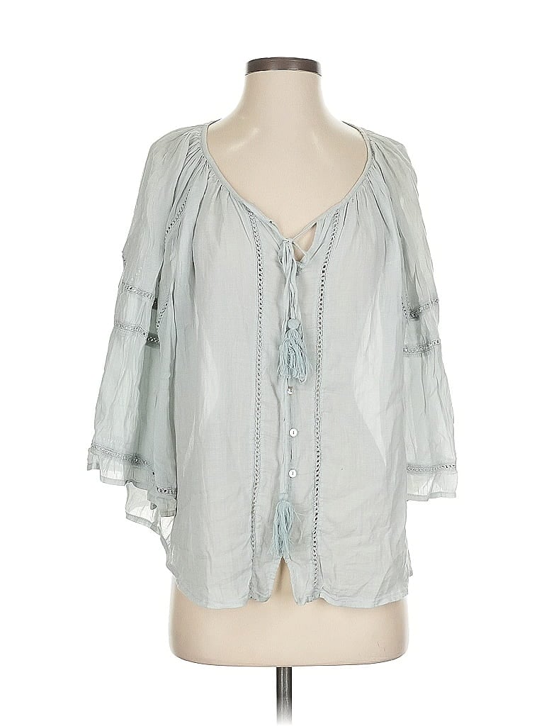 Pre-owned Trafaluc By Zara 3/4 Sleeve Blouse In Gray