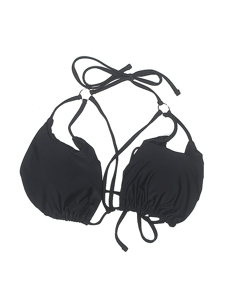 Pre-owned Unbranded Swimsuit Top Black Solid Pattern Swimwear