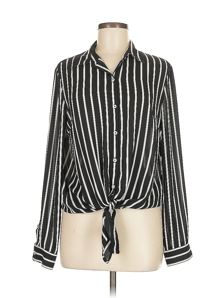 Pre-owned Zac & Rachel Long Sleeve Blouse In Black