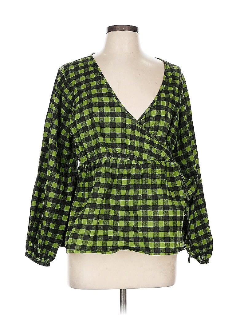 Pre-owned Nasty Gal Inc. 3/4 Sleeve Blouse In Green