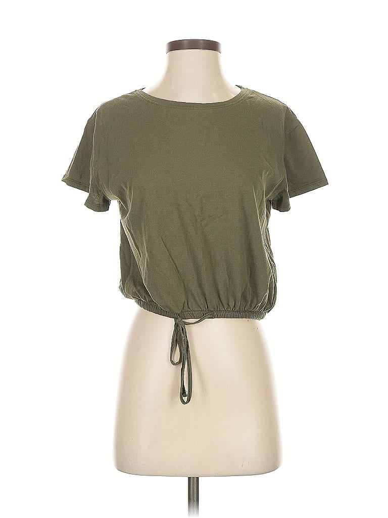 Pre-owned Streetwear Society Short Sleeve Top Green Keyhole Neckline Tops