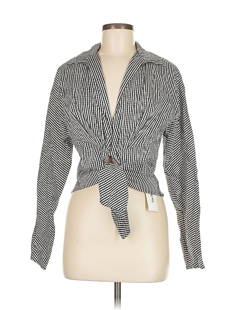 Pre-owned Lafayette 148 Long Sleeve Blouse In Gray