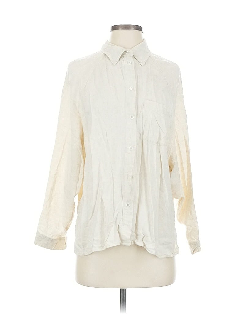 Pre-owned Fun2fun 3/4 Sleeve Button Down Shirt In White