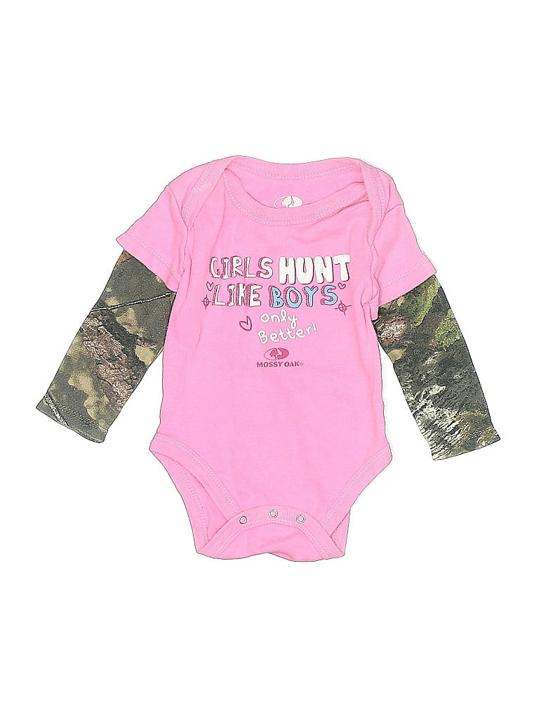 Pre-owned Mossy Oak Babies' Long Sleeve Onesie In Pink