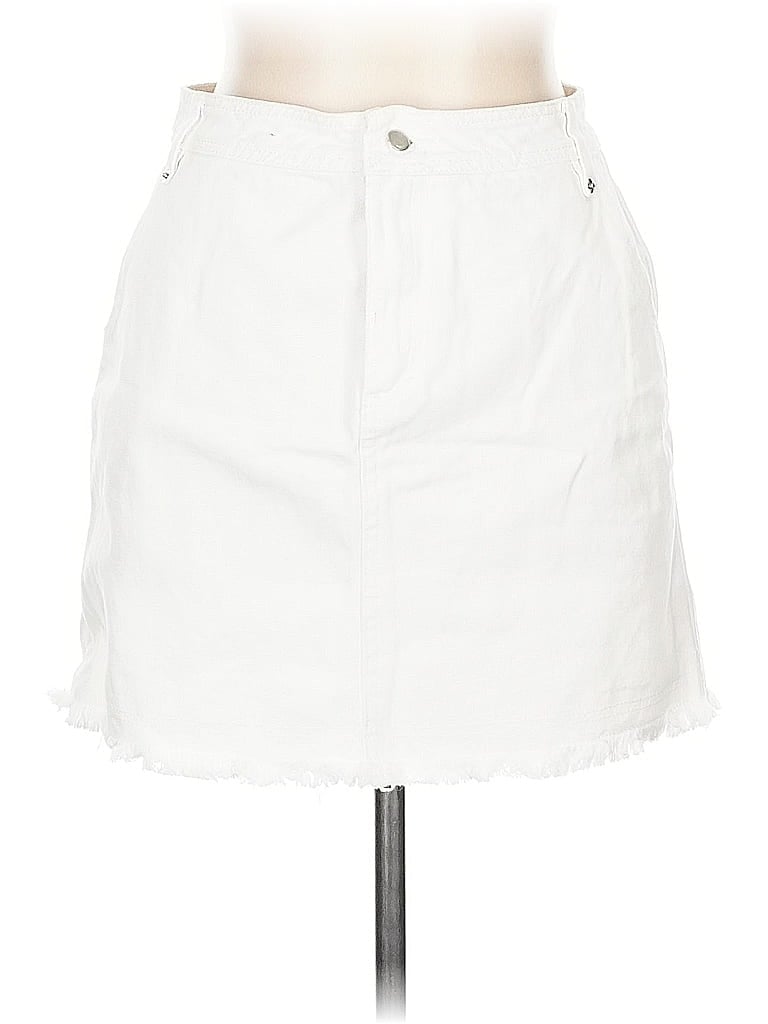 Pre-owned Honey Belle Denim Skirt In White